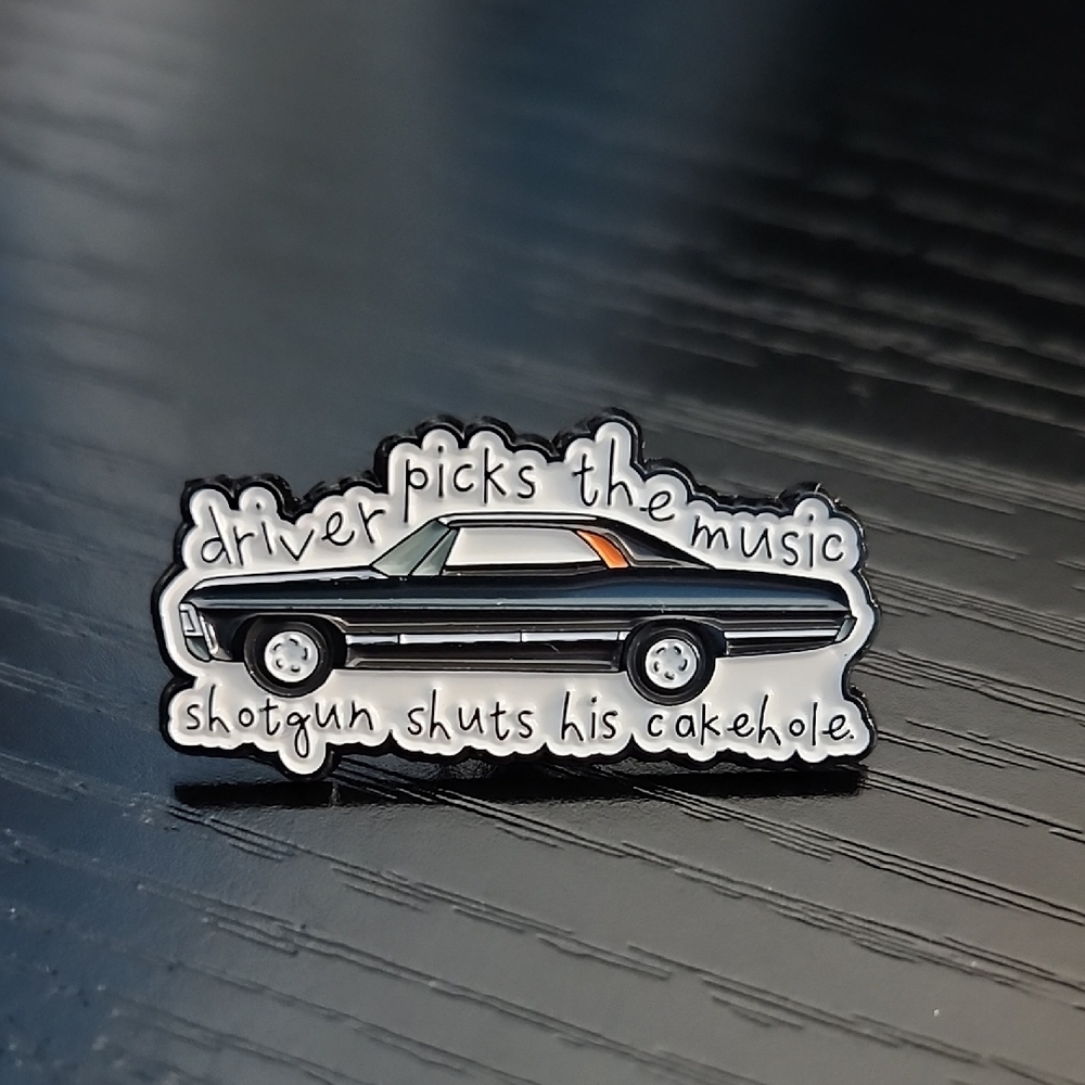 "Driver Picks The Music" Black Car Enamel Pin